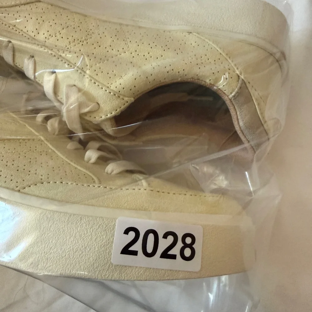 Dr. Scholls Madison Next Platform Sneakers Beige Suede Perforated Low Top 2028